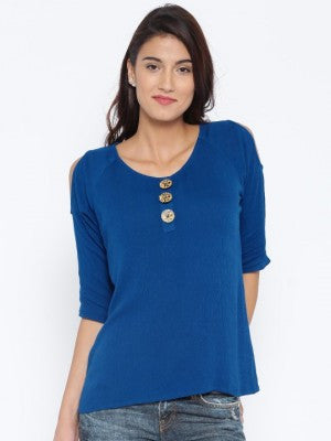 Anouk Blue Solid Regular Top